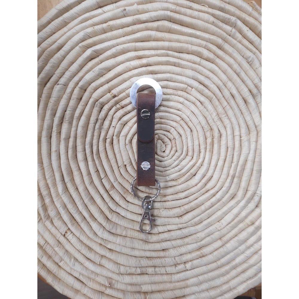 "MOON CHILD" Leather Keychain Key Fob Hooks on Belt Loop Hand Stamped Message - Picture 3 of 10